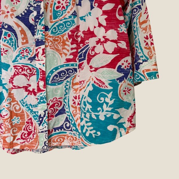 Chico's Wrinkle Resistant Non Iron Button Vibrant Shirt 3/4 Sleeve Size L (2) - Picture 5 of 8